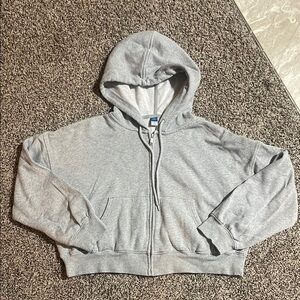 Old Navy Gray Cropped Zip-Up Hoodie